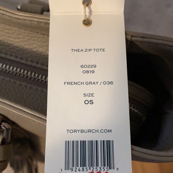 Tory Burch Thea Zip Large Tote French Grey - Picture 16 of 16